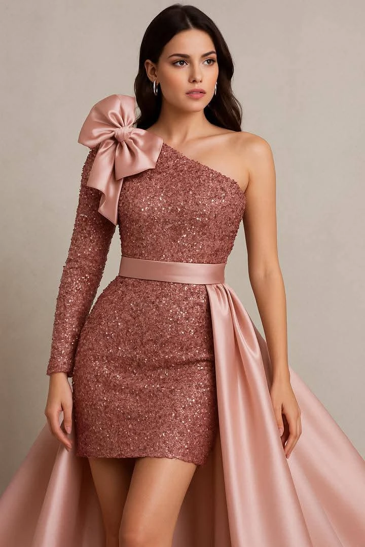 فستان سهرة قصير بلمسة درامية ساحرة